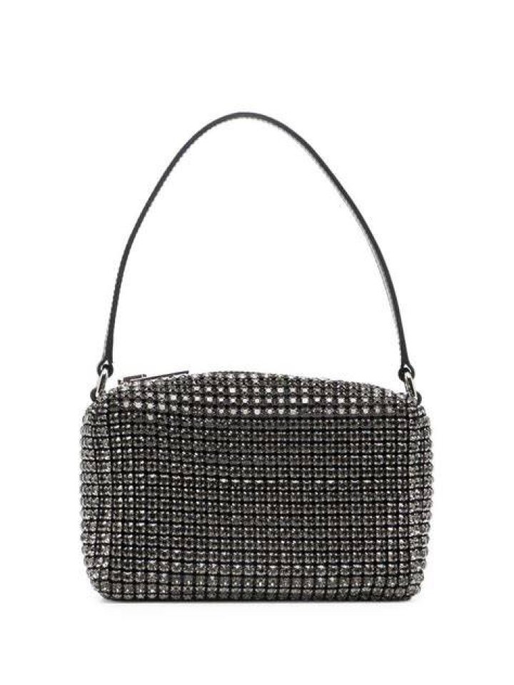 Small black and silver rhinestone-embellished purse
