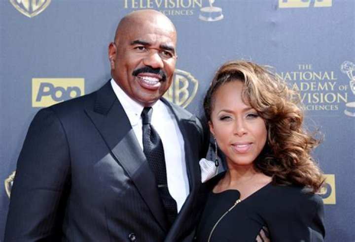 Steve Harvey, Marjorie Bridges, Wynton, Lori Comedian and talk show host American Steve Harvey, 2nd right, and left, his wife Marjorie Bridges, 2nd left, her children Wynton, left, and Lori, right, during the world's audiovisual and digital content market MIPTV in Cannes, southern France France MIPTV, Cannes, France