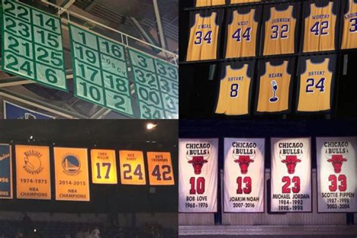 The retired jerseys of late Los Angeles Lakers Kobe Bryant hangs above the arena prior to an NBA game against the Portland Trail Blazers at Staples Center, in Los Angeles. Bryant, the 18-time NBA All-Star who won five championships and became one of the greatest basketball players of his generation during a 20-year career with the Los Angeles Lakers, died in a helicopter crash Sunday Bryant Basketball, Los Angeles, USA - 31 Jan 2020