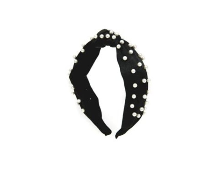 The Sis Kiss Pearl Knot Headband Satin, $18, Thesiskiss.com