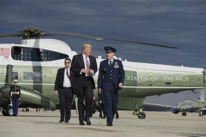 Trump, Andrews Air Force Base, USA &ndash; 16 Apr 2017