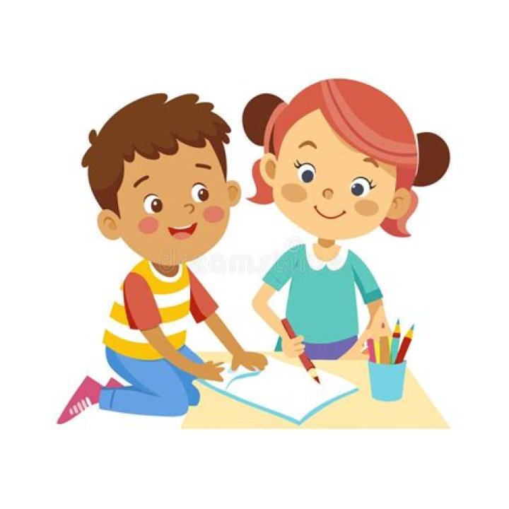 two kids drawing
