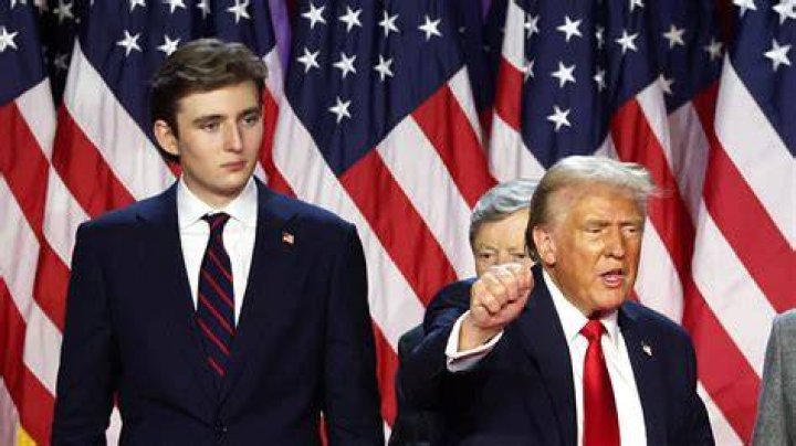 US President Donald Trump, Barron Trump and First Lady Melania Trump, return from their summer vacation to their New Jersey home and golf resort in Bedminster NJ. The Presidents son, Barron now towers over his father US President Donald Trump returns to the White House, Washington DC, USA - 18 Aug 2019