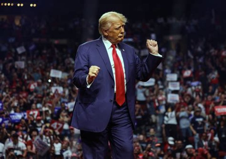 U.S. President Donald Trump dances after speaking at a Republican National Committee Victory Rally in support of incumbent Republican Senate candidates Sen. Kelly Loeffler (R-GA) and Sen. David Perdue (R-GA) at the Dalton Regional Airport. Trump Campaigns for Georgia Senate Candidates in Dalton, USA - 4 Jan 2021