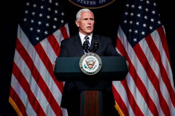 Vice President Mike Pence speaks during a meeting in the Vice President's Ceremonial Office on the White House complex in Washington, with family members of the six Citgo executives currently detained in Venezuela Trump US Venezuela, Washington, USA - 02 Apr 2019