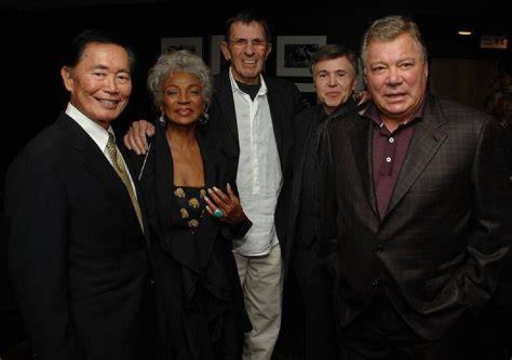 William Shatner, George Takei, and Deforest Kelley on an episode